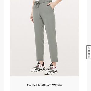 Lululemon on the fly 7/8 pants in sage/gray size 6